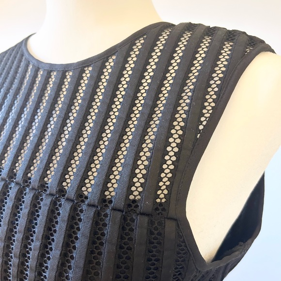 Anthropologie Black Mesh Ribbon Top with Peplum, Evening - size Medium - Picture 4 of 7